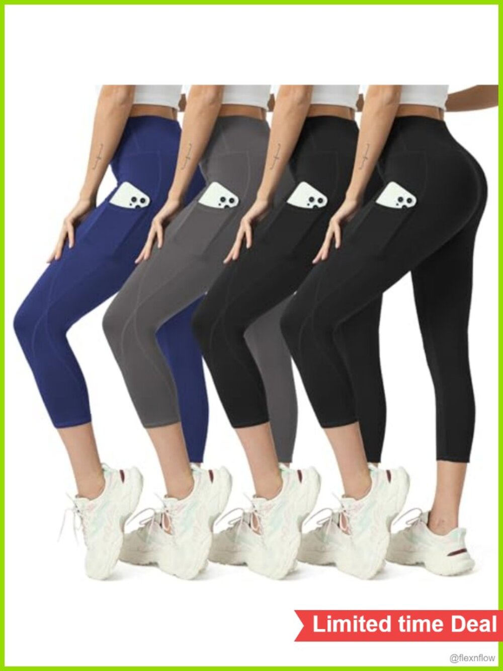 Capri Leggings with Pockets High Waisted Yoga Pants Tummy Control